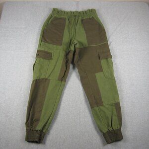 Alice + Olivia Womens Medium Tribeca Green Patchwork Cargo Casual Jogger  Pants